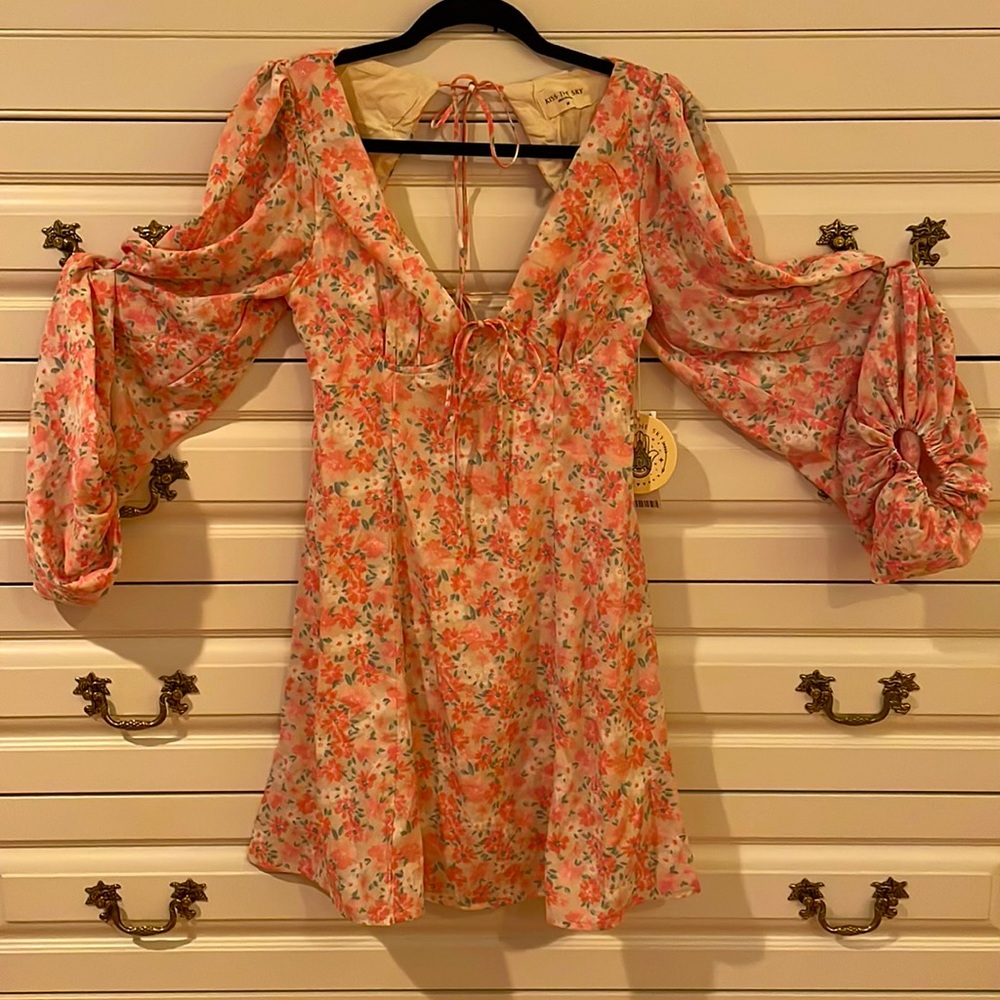 NWT urban outfitters kids the sky mini dress pink white green floral
